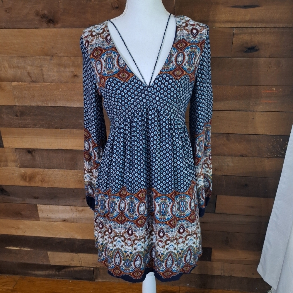 Anna Grace Boho Long Sleeve Dress Size Medium